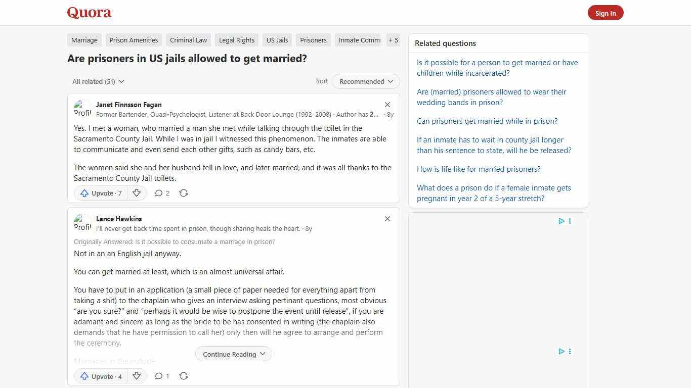 Are prisoners in US jails allowed to get married? - Quora